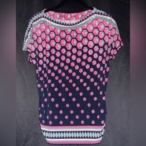 Geometric Pink and Navy Women's Top